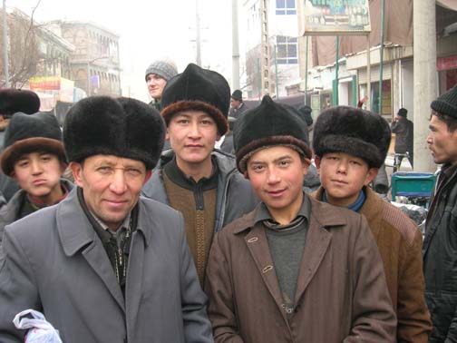 Uyghur men in Kashgar souk