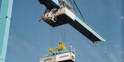 Pix container being unloaded