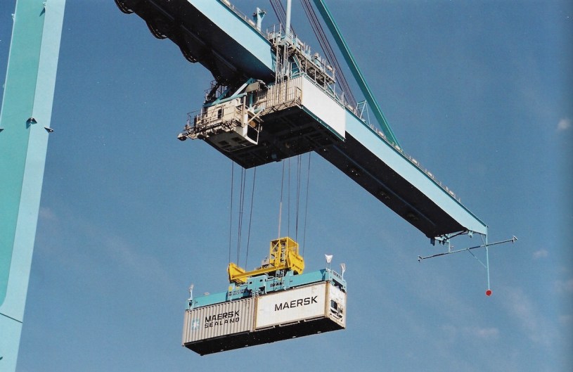 Pix container being unloaded