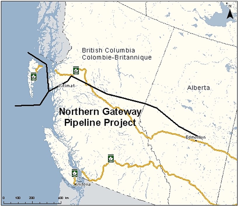 Map of proposed Enbridge Northern Gateway Project